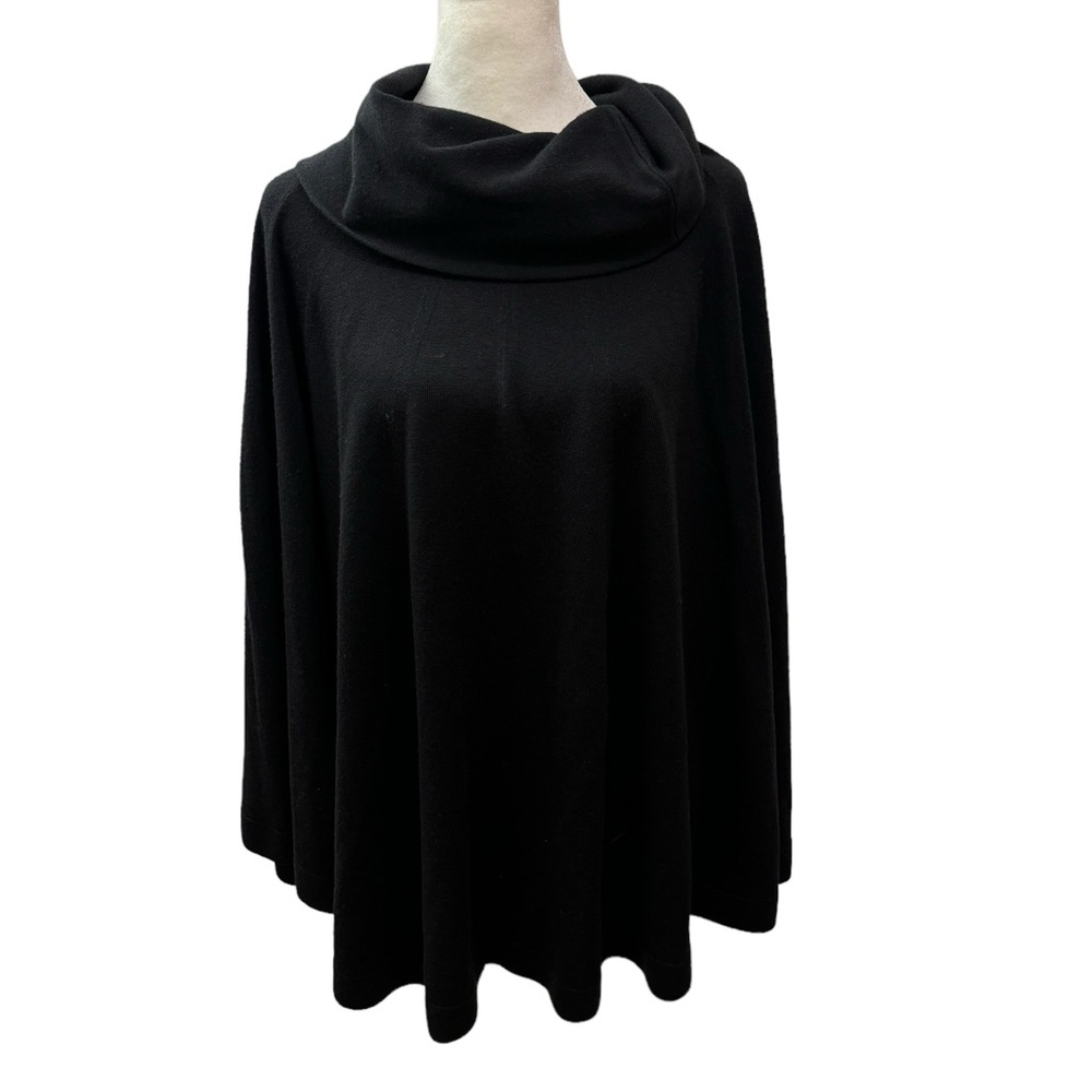 Elie Tahari Black Wool Mock Neck Cape. One Size. EUC
